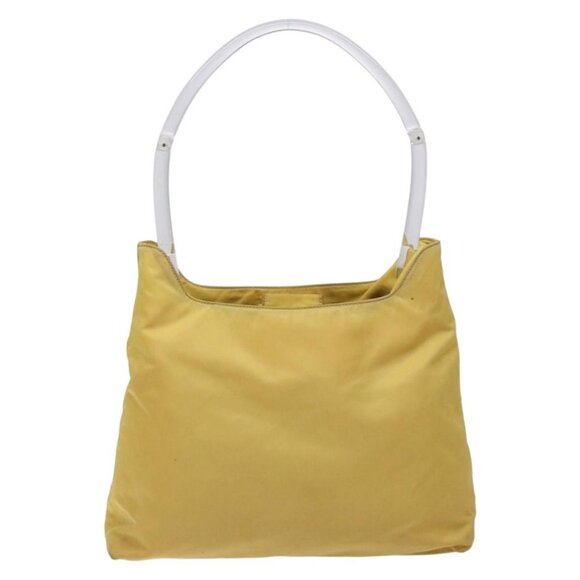 PRADA Shoulder Bag Nylon Plastic Yellow Silver Auth - Picture 6 of 16